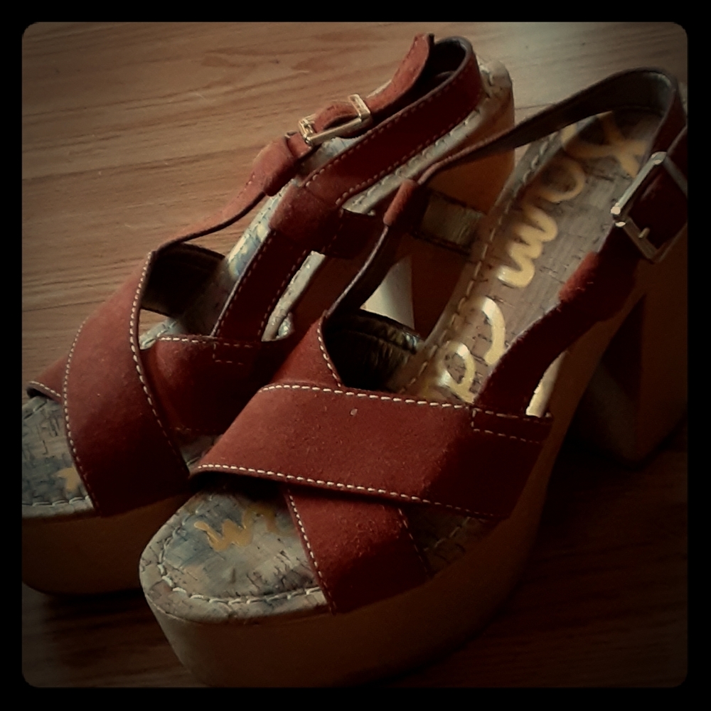 Sam Edelman wooden platform shoes